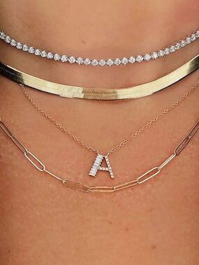 Baguette + Pavé Initial Letter A Necklace Ring Concierge - ISO!!